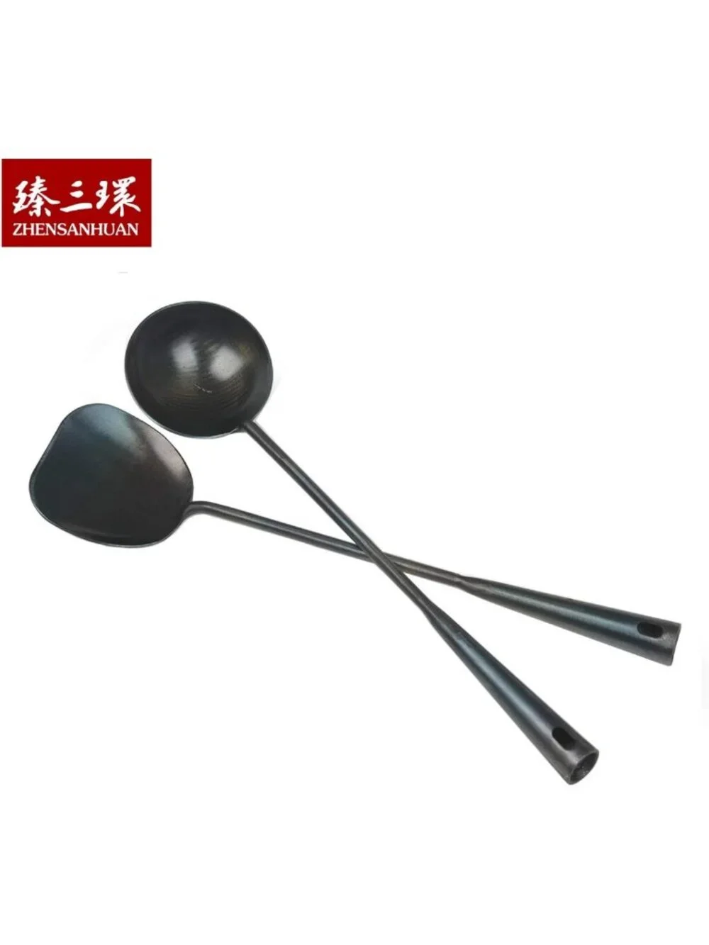Handmade Carbon Steel Wok Ladle - 40CM Cooking Utensil for Stir Fry & Soup